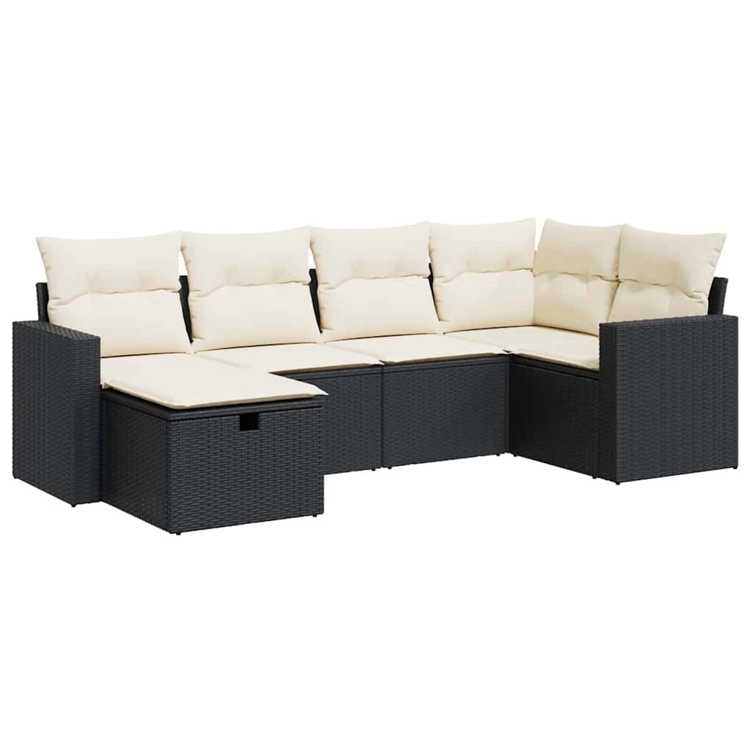 vidaXL 6-Tlg Garten-Sofagarnitur mit Kissen Schwarz Poly Rattan 3325382 günstig online kaufen