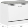 SoBuy Schuhbank FSR16-HG mit Sitzkissen, Klappe, PB MDF grau, 60x46x30cm.