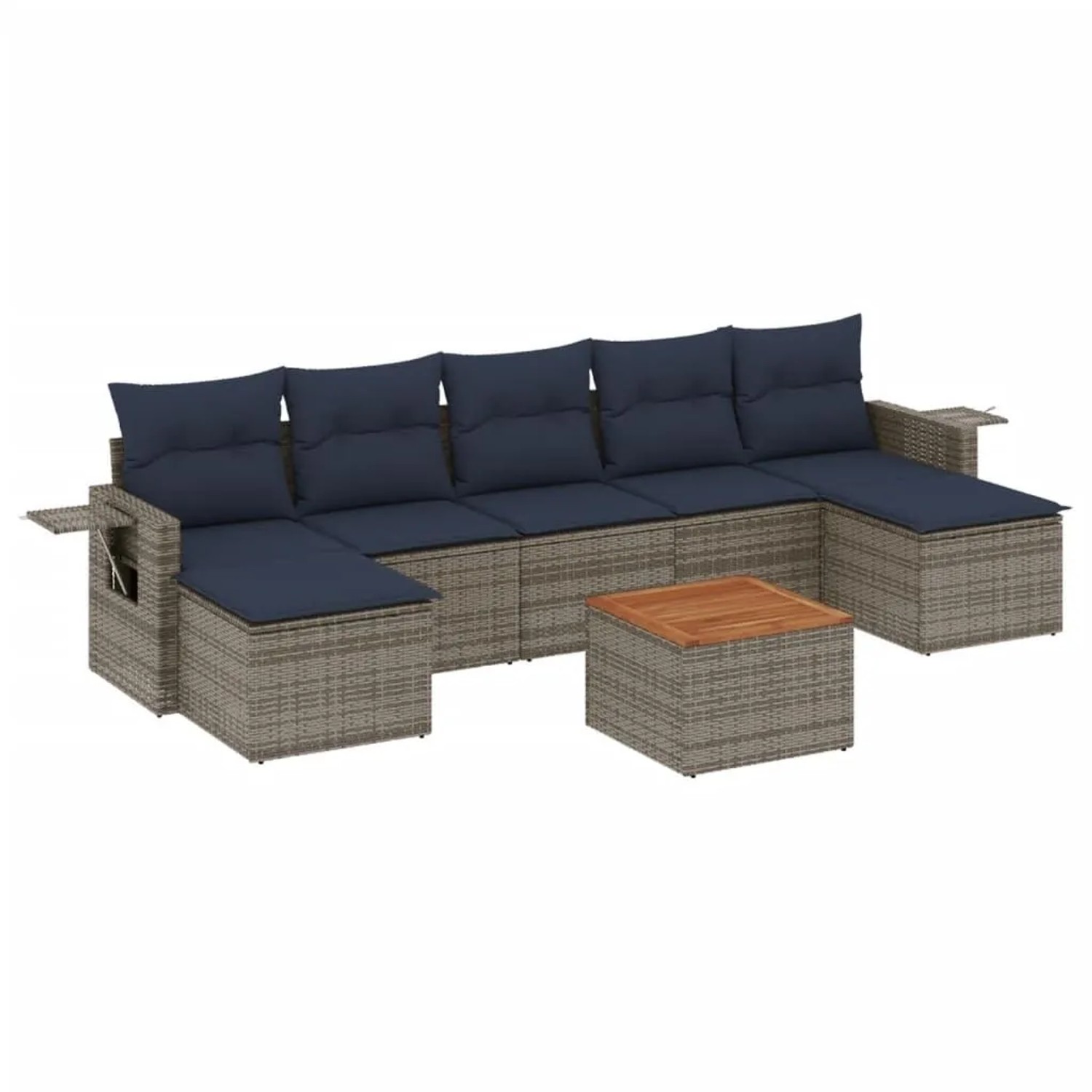 vidaXL 8-Tlg Gartensofa-Set mit Kissen Grau Polyrattan 3224696 günstig online kaufen