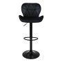 Schwarzer ML-Design Barhocker mit Samtbezug, höhenverstellbar und mit Fußstütze.
