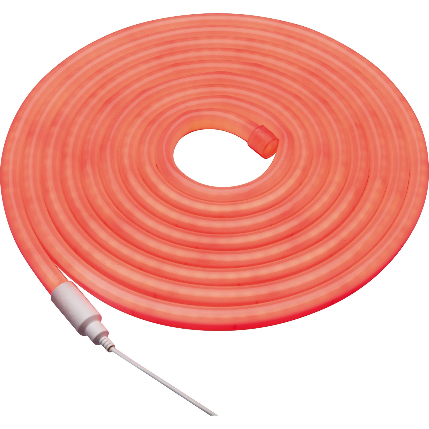 LED-Lichtschlauch 360° Farbwechsel, 5 m, mit Fernbedienung, aufgerollt.