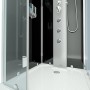 AquaVapore Komplettdusche 90x90cm mit schwarzer Rückwand, Regendusche und Massagedüsen.