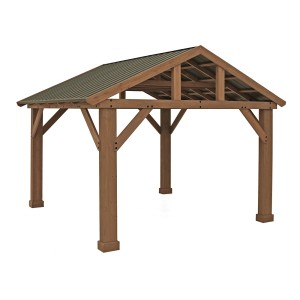 Westmann Holz Pavillon Yukon mit Aluminium-Dach, 427x366 cm, aus FSC®-zertifiziertem Holz.