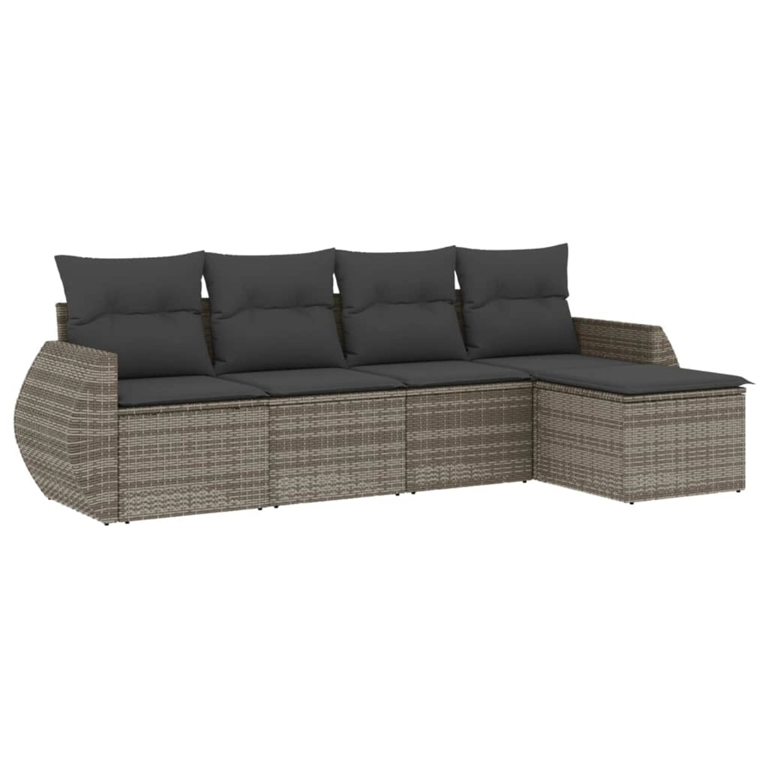 vidaXL 5-Tlg Garten-Sofagarnitur mit Kissen Grau Poly Rattan 3221289 günstig online kaufen