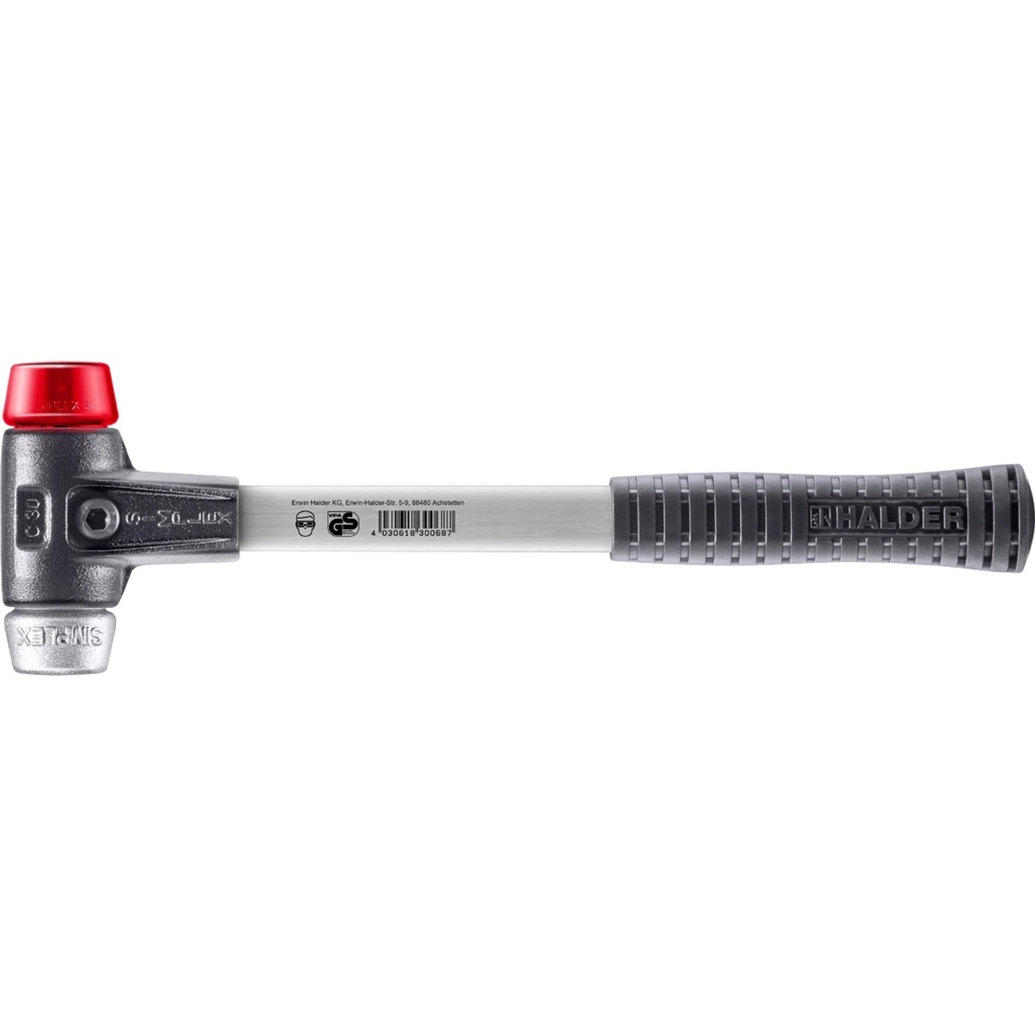 Halder Simplex Schonhammer Ø 30 mm Plastik Rot   Weichmetall mit Verstärkte günstig online kaufen