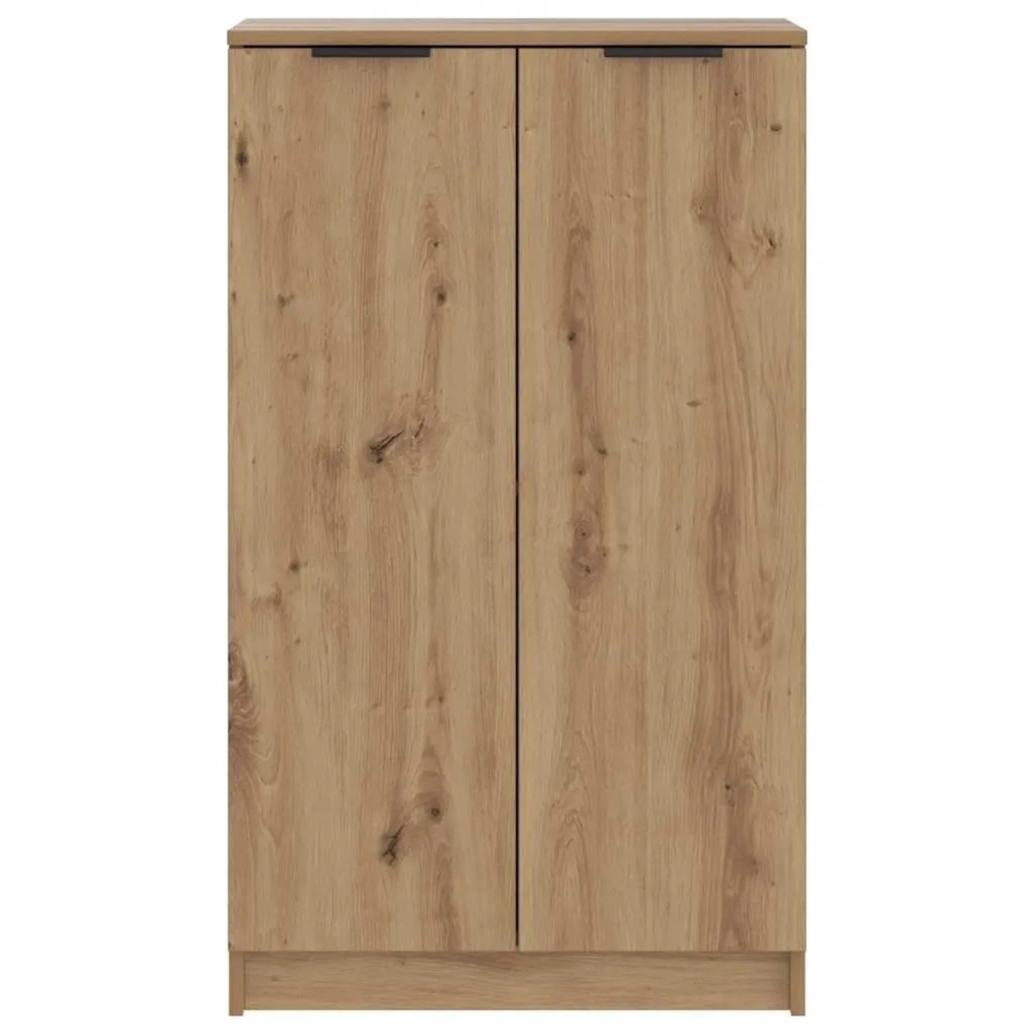 vidaXL Schuhschrank Artisan-Eiche, Holzwerkstoff, mit zwei Türen und Griffen.