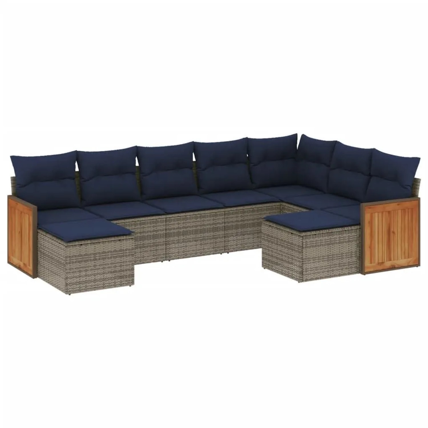 vidaXL 9-Tlg Gartensofa-Set mit Kissen Grau Polyrattan 3228224 günstig online kaufen