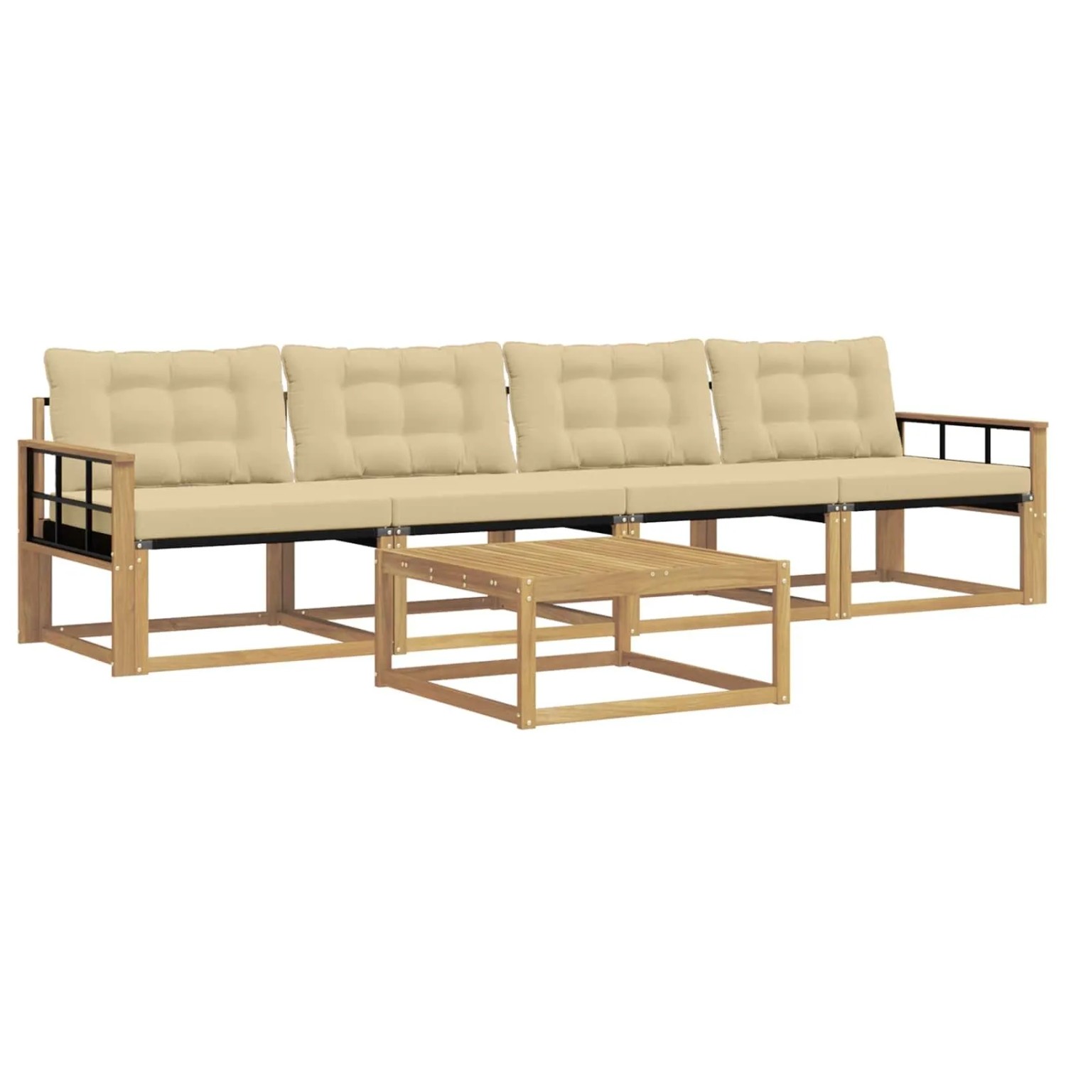 vidaXL Outdoor-Sofagarnitur 5 Stk Weiß und Beige 79 x 79 x 37 cm 3388403