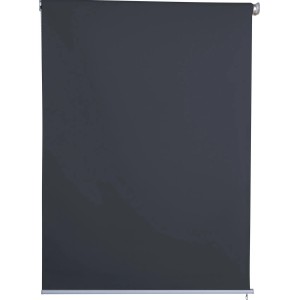 Anthrazitfarbenes Sichtschutzrollo für den Außenbereich, 1,2 x 2,3 m. Rollo aus reißfestem Polyester.
