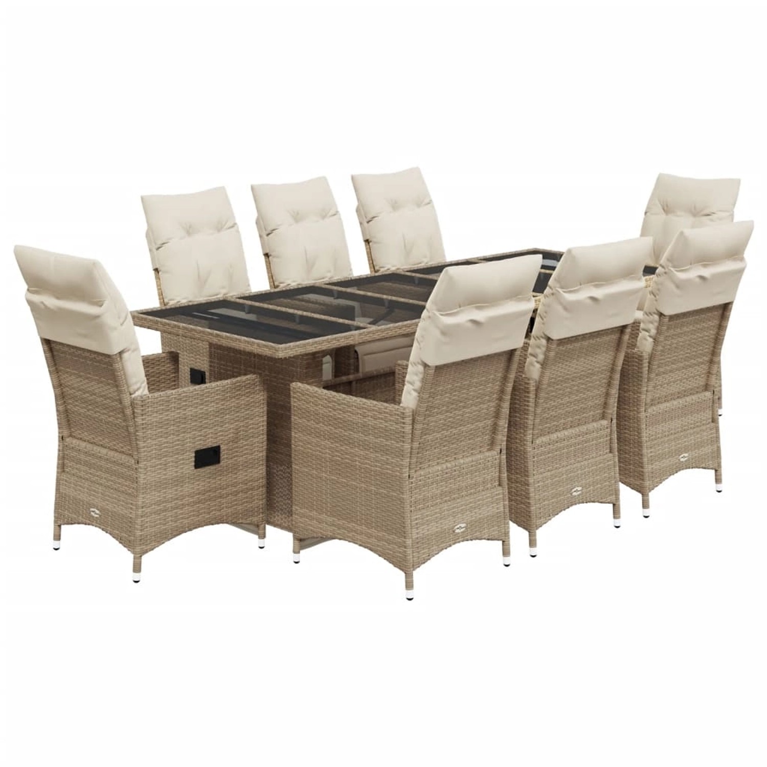 vidaXL 9-Tlg Garten-Bistro-Set mit Kissen Beige Poly Rattan 3277265
