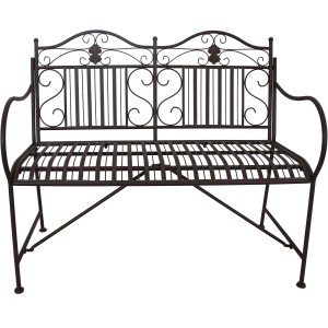 Garten Pleasure Bank Mangan, 106 cm, Stahl, schwarzbraun, mit geschwungenen Ornamenten.