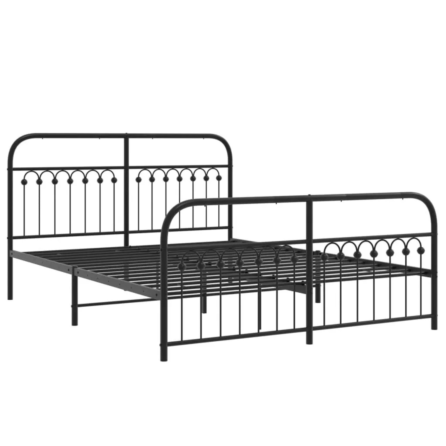 vidaXL Bettgestell mit Kopf- und Fußteil Metall Schwarz 150x200 cm 376620