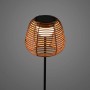 LED-Akku-Tischleuchte Askia, schwarz, 30 cm, Rattan-Schirm, warmweißes Licht für den Außenbereich.