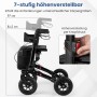 Schwarzer Costway Rollator mit Luftbereifung, 7-fach höhenverstellbar für Sport & Fitness.