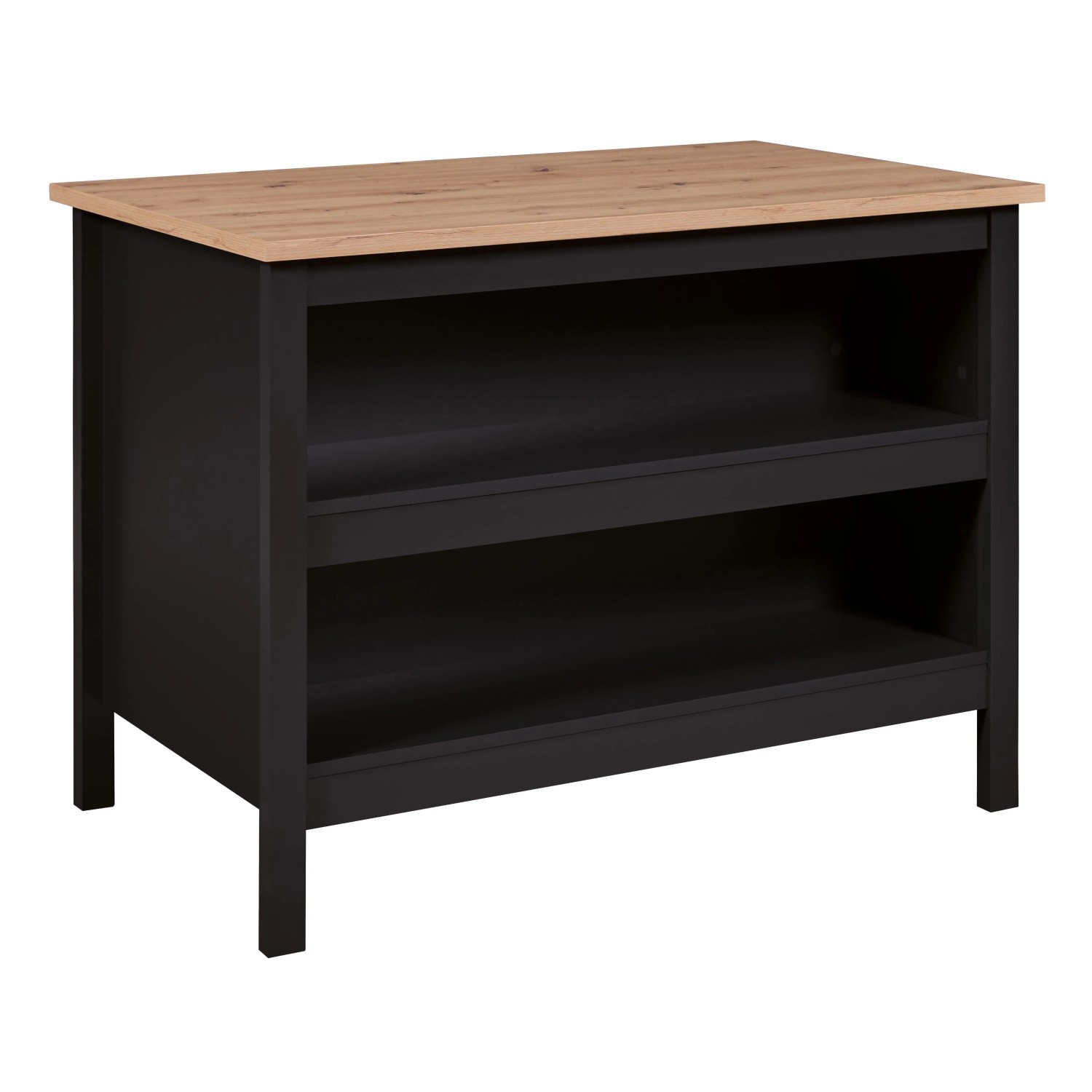 Kücheninsel Helina mit Platz Für 2 Barhocker 124 cm x 75 cm x 91,5 cm Schwarz