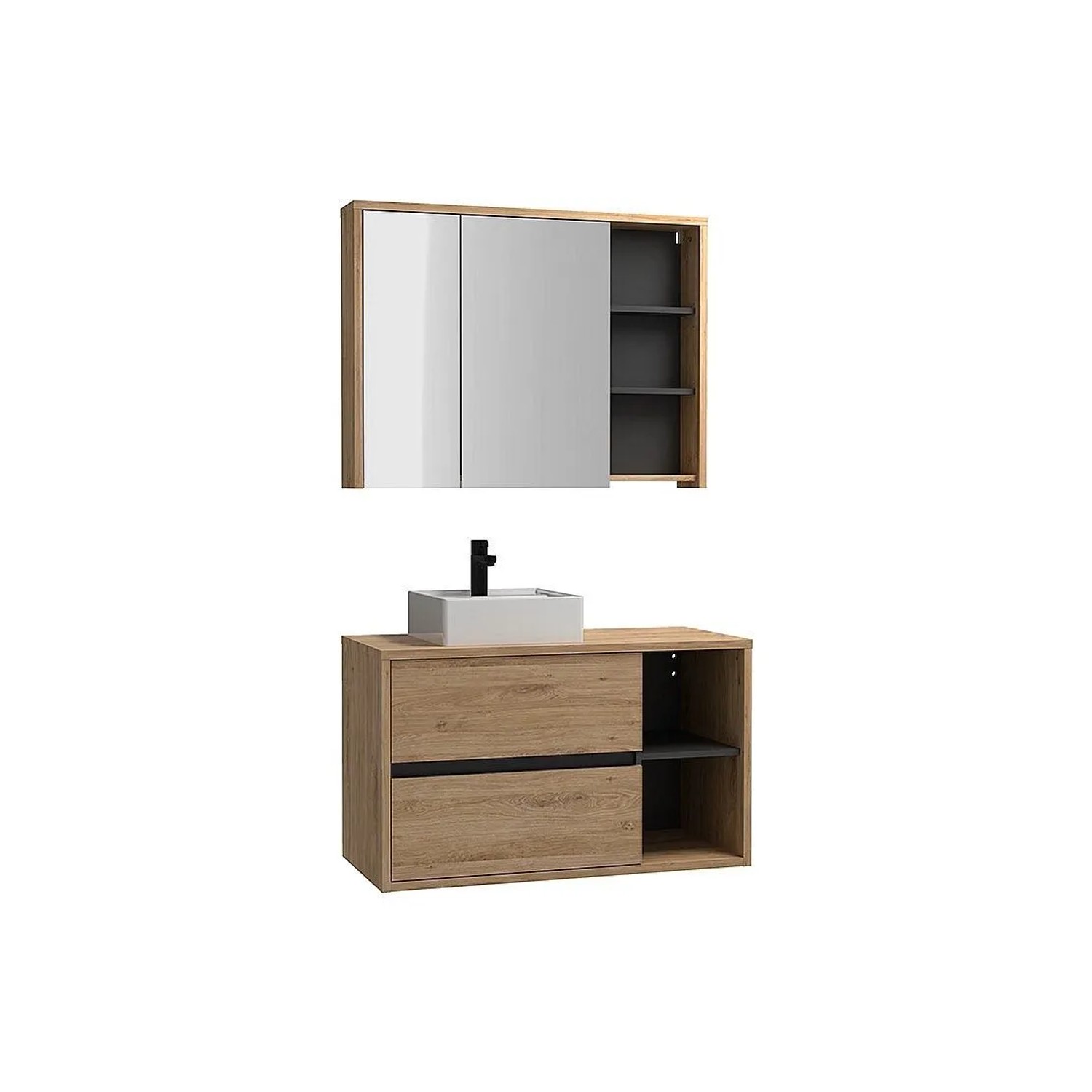 Vente-unique Badmöbel-Set Purnal Naturfarben Hell 100 cm