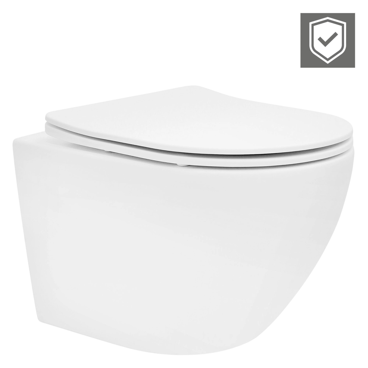 LuxeBath Hänge-WC Kurz Spülrandlos mit Nano-Versiegelung Weiß Matt