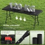 WOLTU Gartentisch, schwarz, klappbar. Zeigt 120 kg Belastbarkeit, doppelte Verriegelung und robusten Stahlrahmen.
