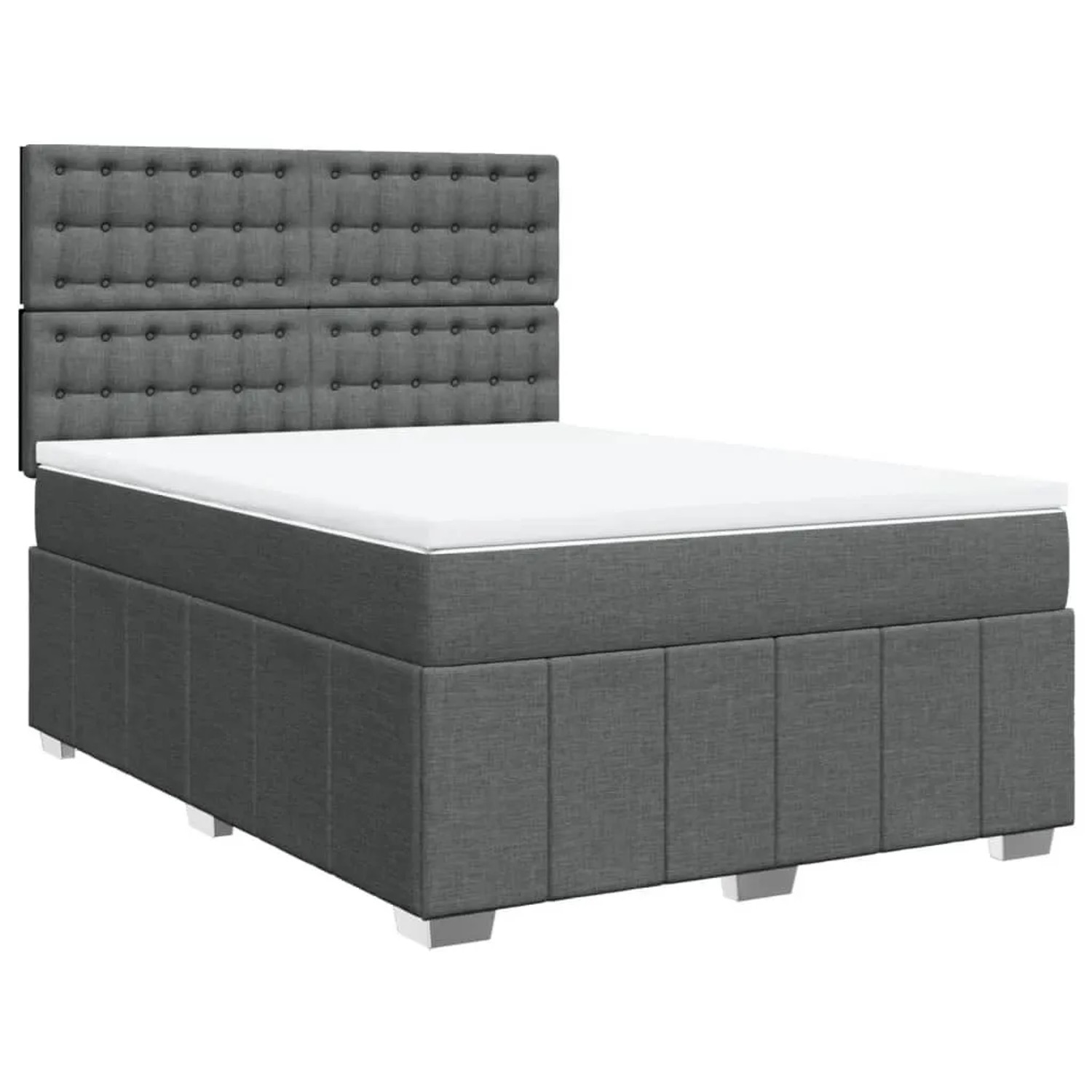 vidaXL Boxspringbett mit Matratze Dunkelgrau 140x200 cm Stoff 3294006