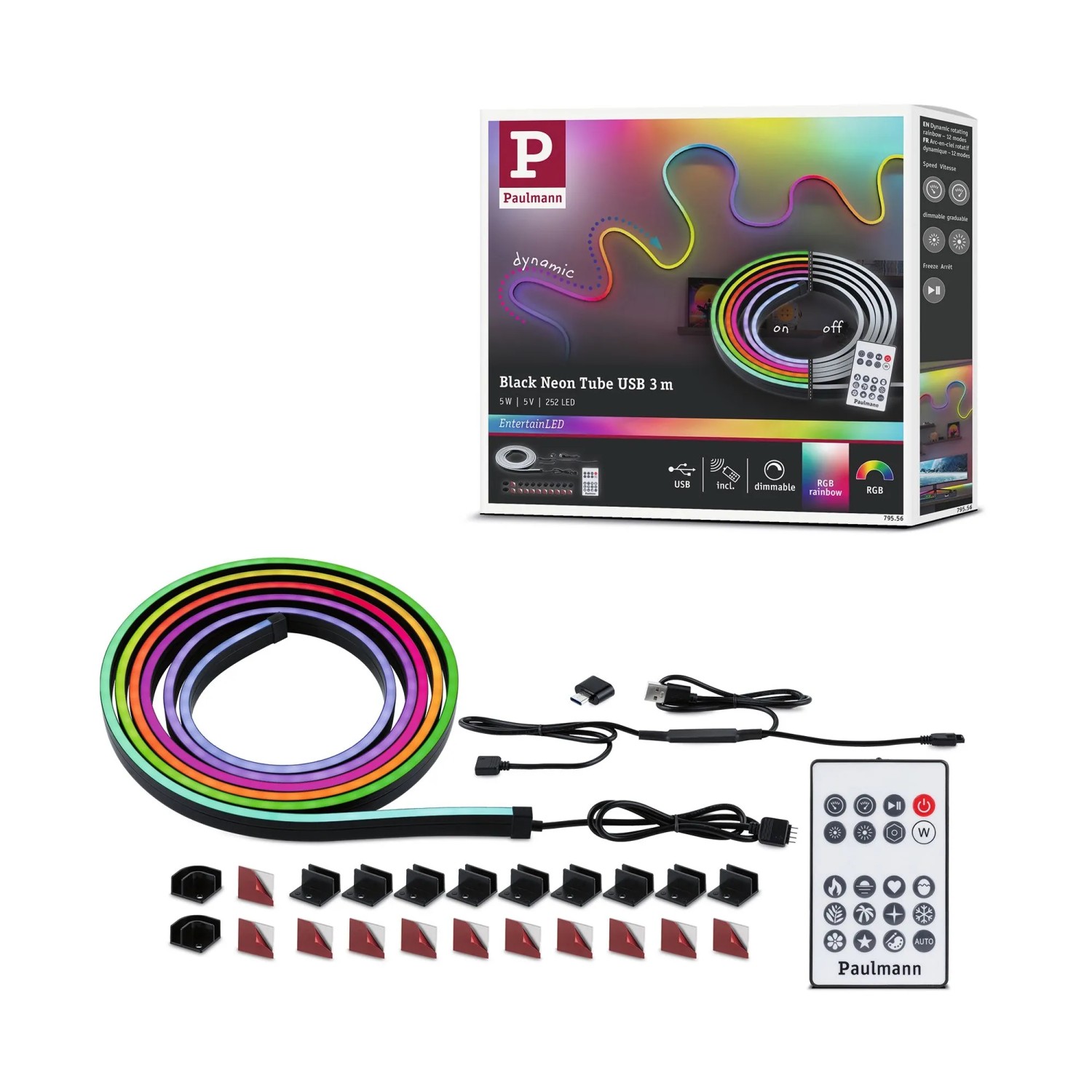 Paulmann LED Schlauch EntertainLED Schwarz 3 m 5 W RGB Dimmbar