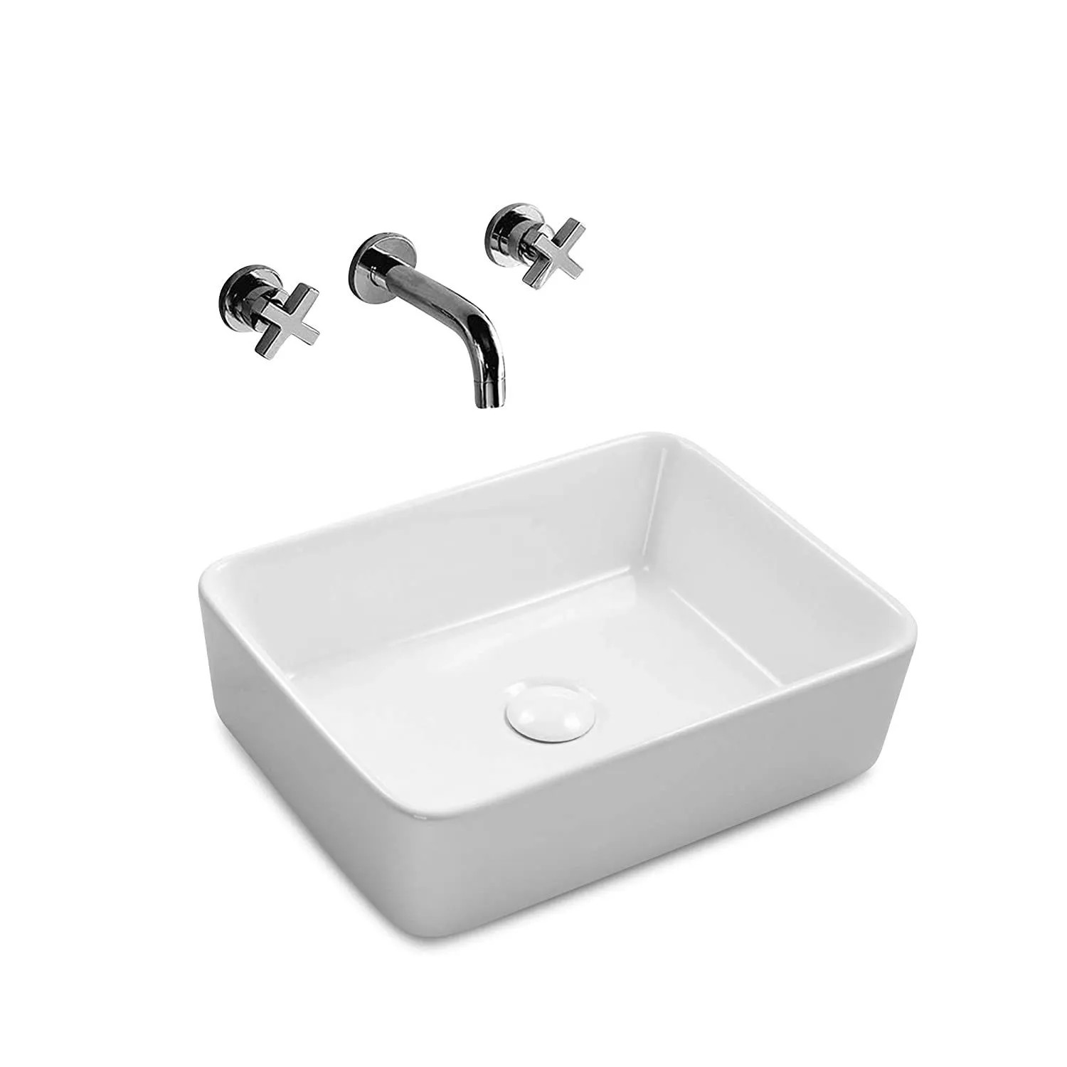 Stilform Aufsatz Keramik Waschbecken Soho Brillant Weiß 48 cm