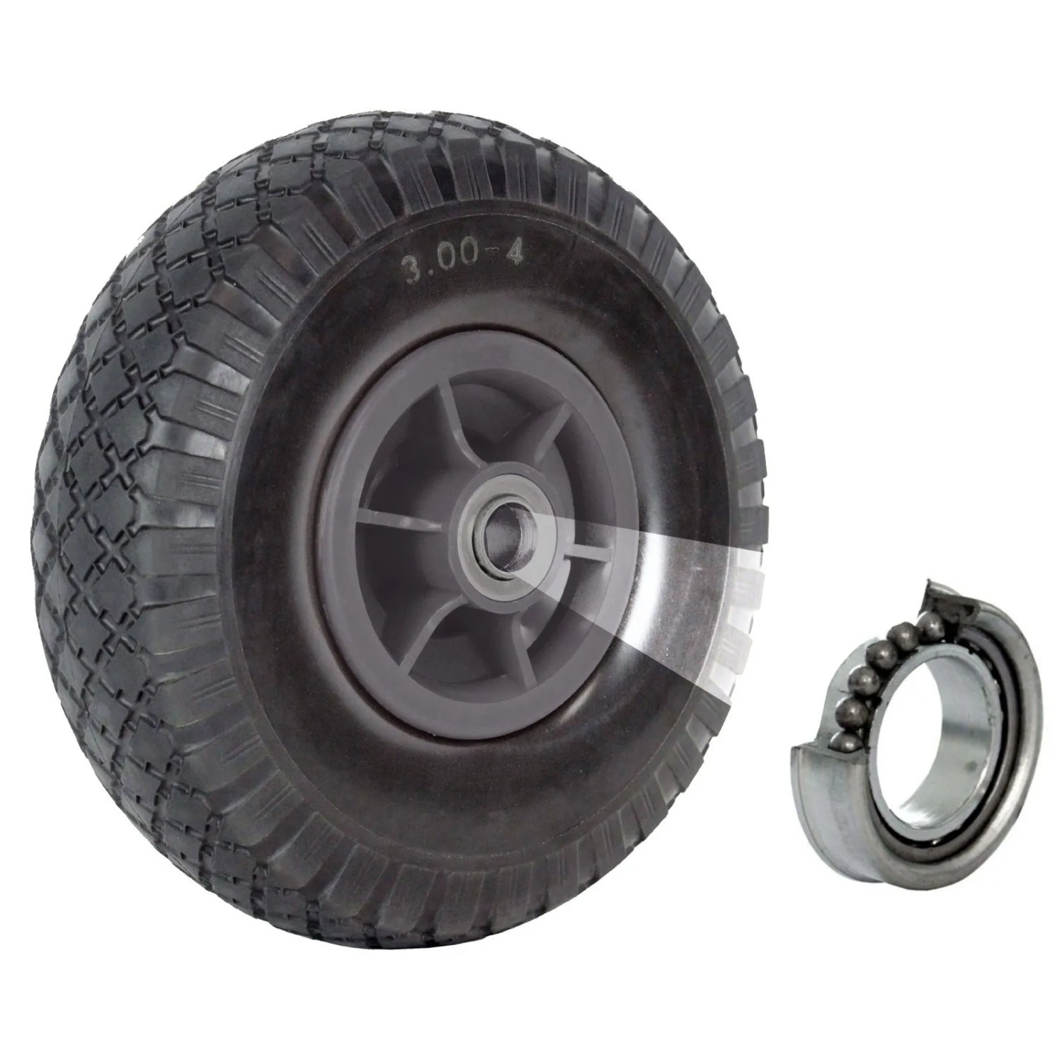 TRUTZHOLM Sackkarrenrad 260x85mm 3.00-4 Nabenlänge 60mm Versetzt Grau