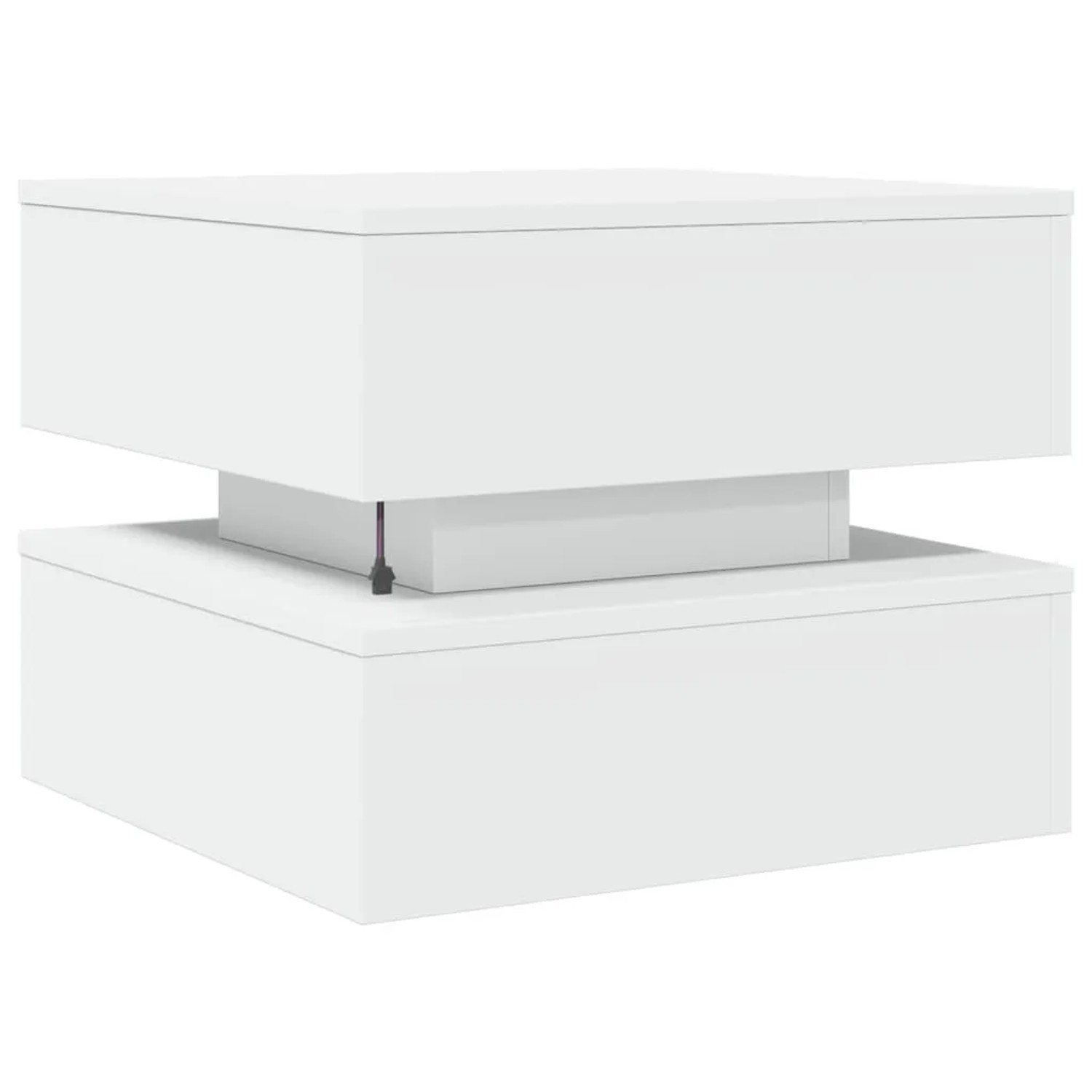 vidaXL Couchtisch weiß mit LED-Leuchten. Modernes, quadratisches Design für Wohnzimmer. Glänzende Oberfläche.
