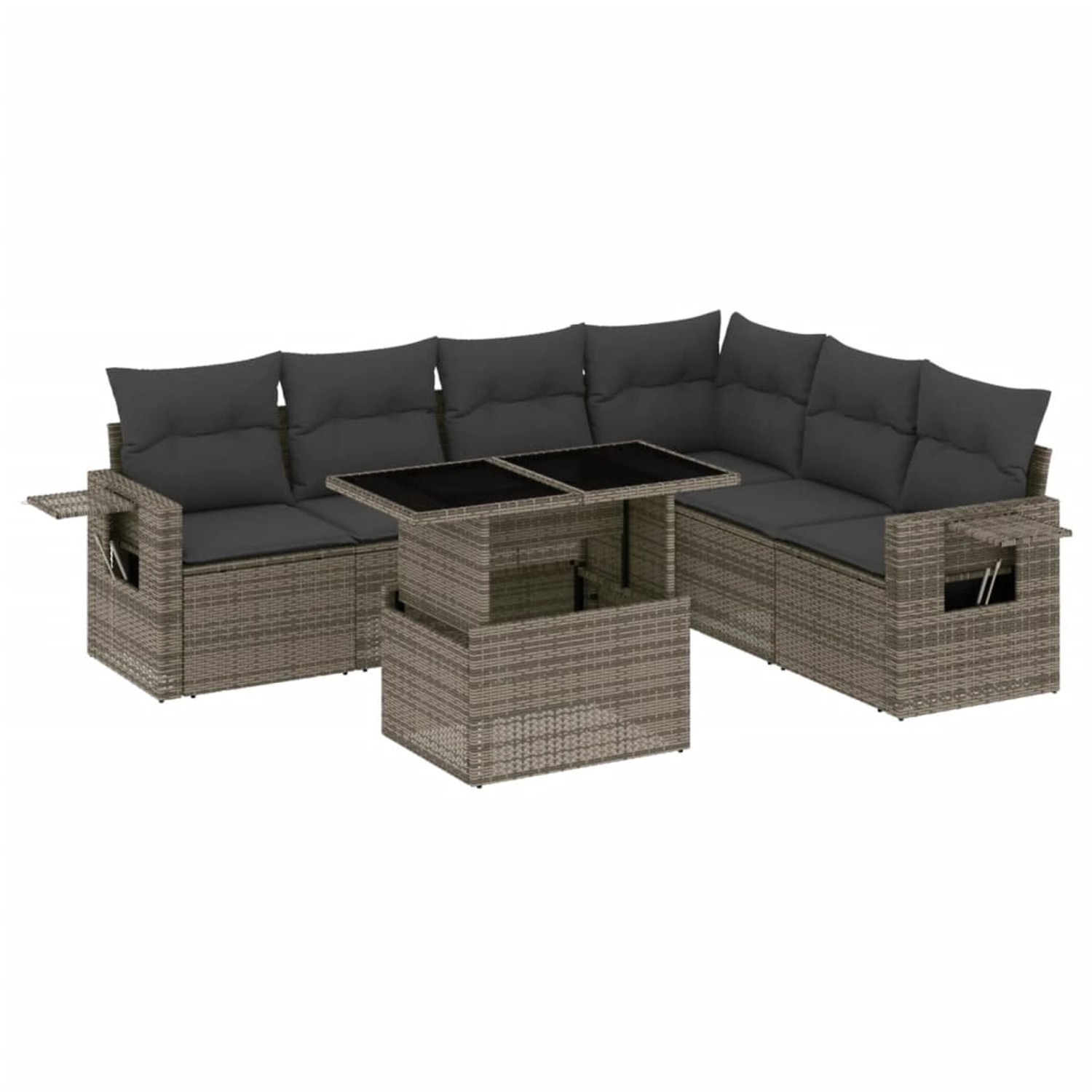 vidaXL 7-tlg Garten-Sofagarnitur mit Kissen Grau Poly Rattan Modell 175 günstig online kaufen