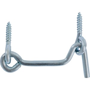Verzinkter Sturmhaken mit Öse, 3,4 x 60 mm, zur Fixierung von Türen und Fensterläden.