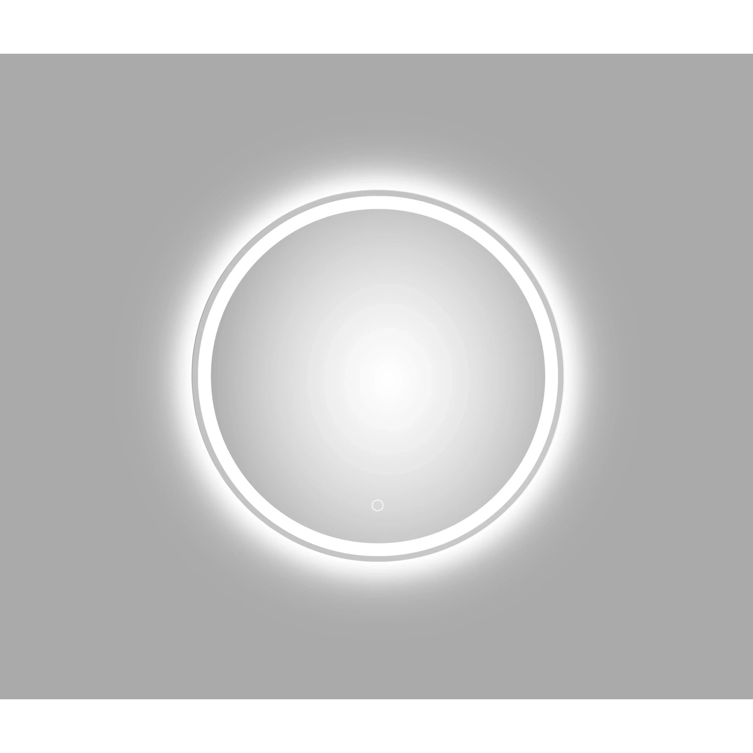 Runder DSK LED-Lichtspiegel Silver Lagos, Ø 60 cm, mit umlaufender Beleuchtung.