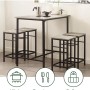 SoBuy Essgruppe OGT11-HG, Bartisch-Set mit 4 Hockern, grau-schwarz. Ideal für Küche, Esszimmer oder Balkon.