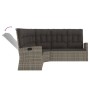 Graues 3-tlg. vidaXL Garten-Lounge-Set aus Polyrattan mit verstellbarer Rückenlehne und Kissen.