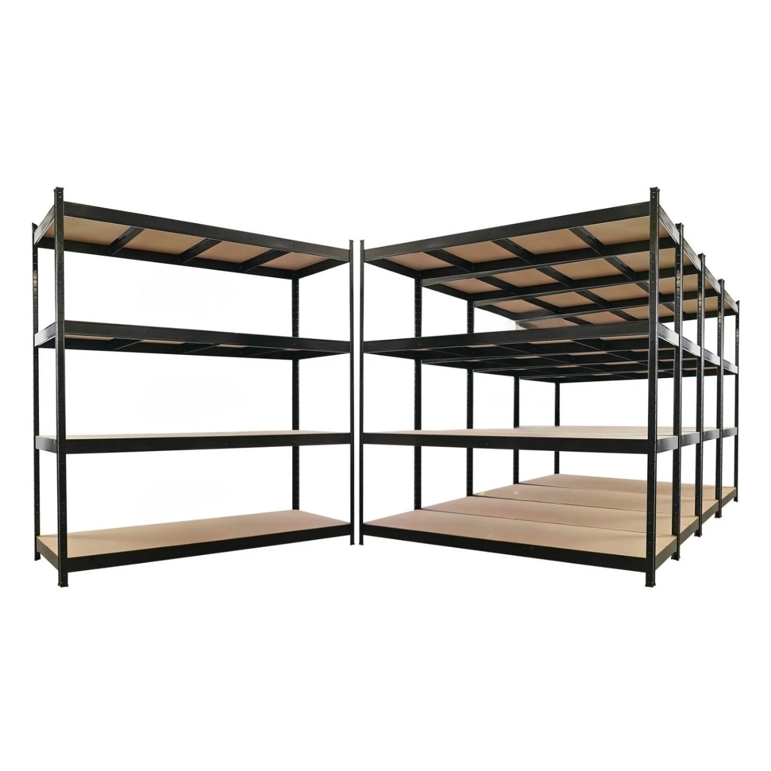 PROREGAL Mega Deal 5x Profi Schwerlastregal MDF-Böden HERCULES Schwarz 200x200x60cm 4 MDF-Platten-Ebenen 6,8mm Fachlast 500kg Regalsystem