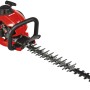 Einhell GE-PH 2555 A Benzin-Heckenschere in Rot mit schwarzem Griff und Schneidevorrichtung.