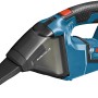 Bosch Professional GAS 12 V-LI Akku-Handstaubsauger, blau/schwarz, mit Fugendüse und Flachfaltenfilter.