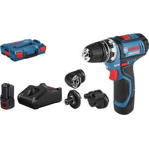 Bosch Professional Akku-Bohrschrauber GSR 12V-15 FC mit Zubehör und L-Boxx.