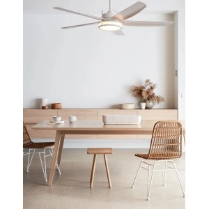 Weißer Lucci Air Deckenventilator Louisville mit LED-Beleuchtung (158 cm) im Landhausstil.