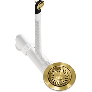 Helika Siebkorbventil, Ø 11,4 cm, goldfarben, für Spülen. Manuelle Betätigung.