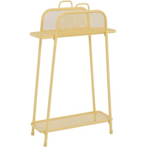 Gelbes Garden Pleasure Balkonregal Shelfo mit zwei Ablageflächen aus Streckmetall.