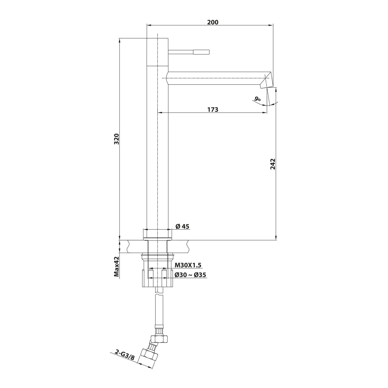 SCHÖNER WOHNEN Waschtischarmatur KADIA L Chrom - Moderner Wasserhahn Für Aufsatzwaschbecken