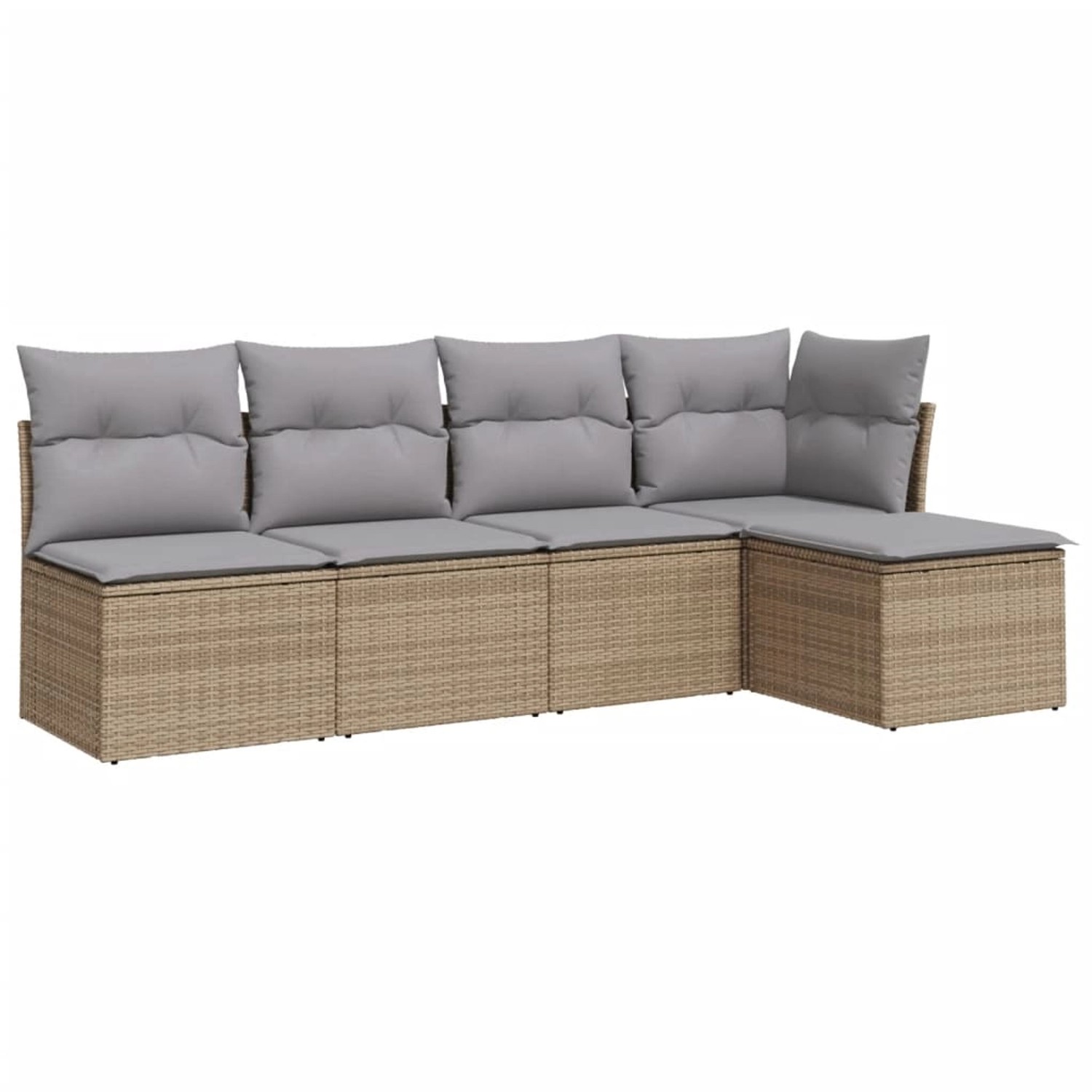 vidaXL 5-tlg Garten-Sofagarnitur mit Kissen Beige Poly Rattan Modell 12