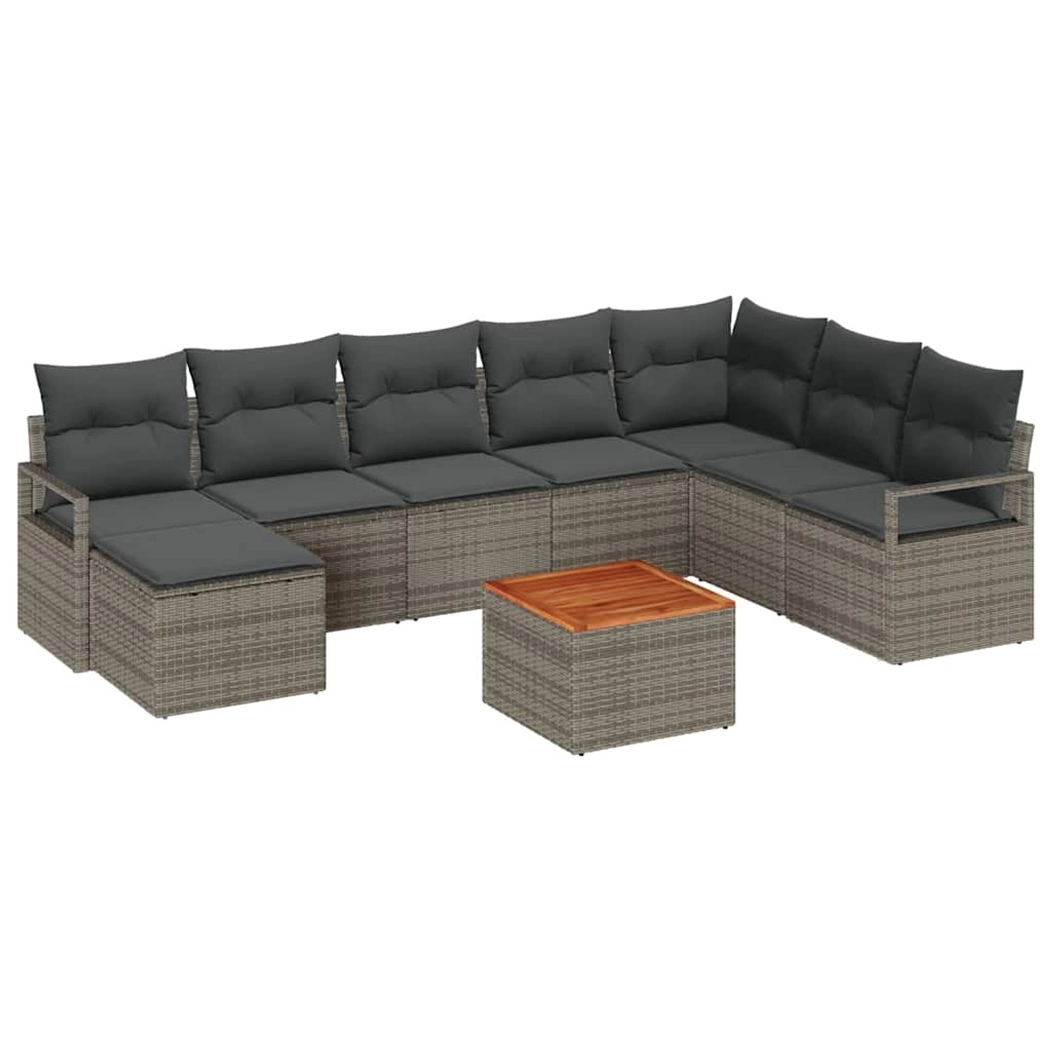 vidaXL Garten-Sofa-Set mit Kissen 9-Tlg Grau Poly Rattan 3347741 günstig online kaufen