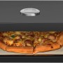 EL Fuego Pizzaaufsatz, schwarz, mit Pizza und Thermometer für Holzkohle-, Gas- und Elektrogrills.