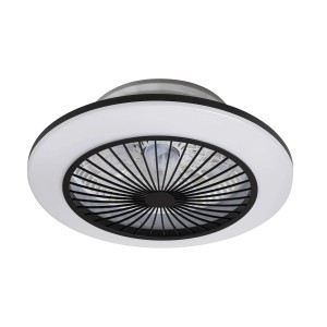 Lindby LED Deckenventilator mit Lampe Mamuti 10022134 Dimmbar Leselampe Modern in Schwarz aus Aluminium Wohnzimmerleuchte