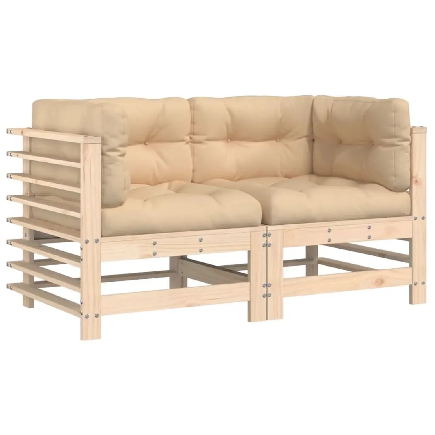 vidaXL Ecksofas mit Kissen 2 Stk Massivholz Kiefer 825681