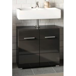 Inn.Furn Waschbeckenunterschrank Schwarz Hochglanz 60 cm 2-türig Leon