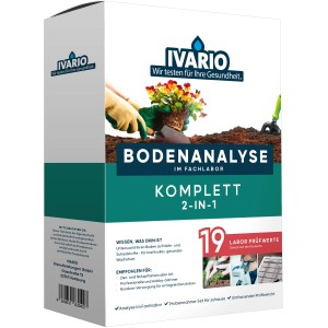 Ivario Bodentest 2-in-1 Komplett: Testkit für Bodenanalyse mit 19 Prüfwerten zur Bestimmung von Nähr- und Schadstoffen.