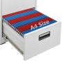 Hellgrauer vidaXL Aktenschrank aus Stahl mit A4 Akten in offener Schublade.