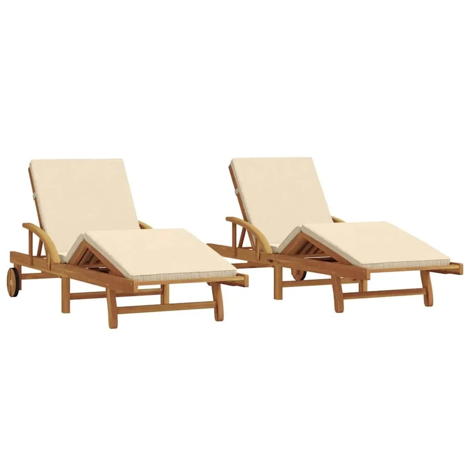 vidaXL Sonnenliege 2 Stk Beige 200 x 67 x 84 cm Massivholz Akazie 3325178 günstig online kaufen