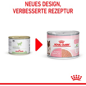 Royal Canin Mother & Babycat Mousse: Nassfutter für Katzenmutter und Kitten, 195g Dose.